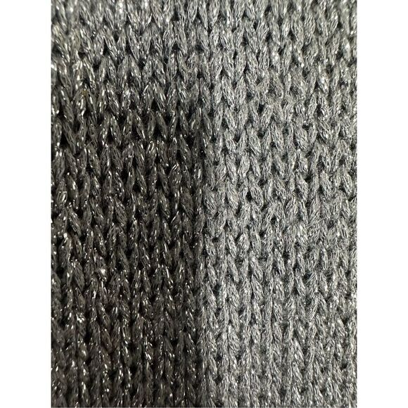 J.Crew Metallic Silver Knit Sweater Cardigan Shiny Glam Pockets V Neck Sz M - Picture 3 of 11